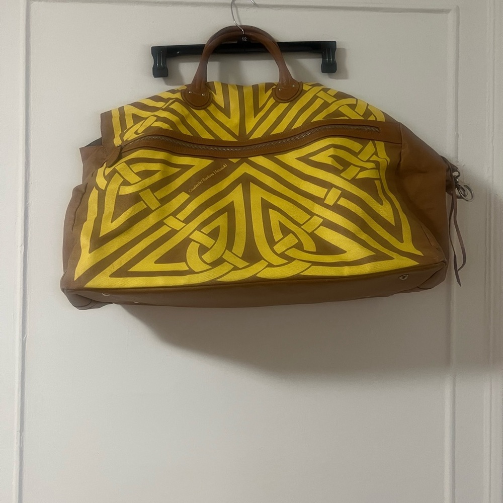 Coccinelle Large Elegant Brown and Yellow Travel Bag